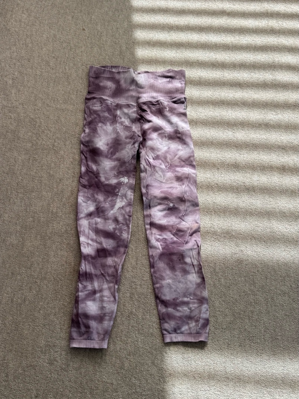 free people movement, Tie-Dye Ribbed leggings in Dusty Mauve, size M/L